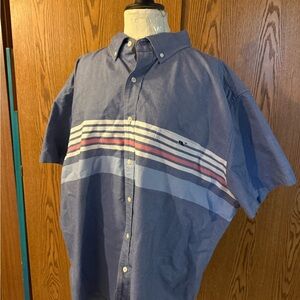 Big and Tall Vineyard Vines Blue Shirt with Striped Detail